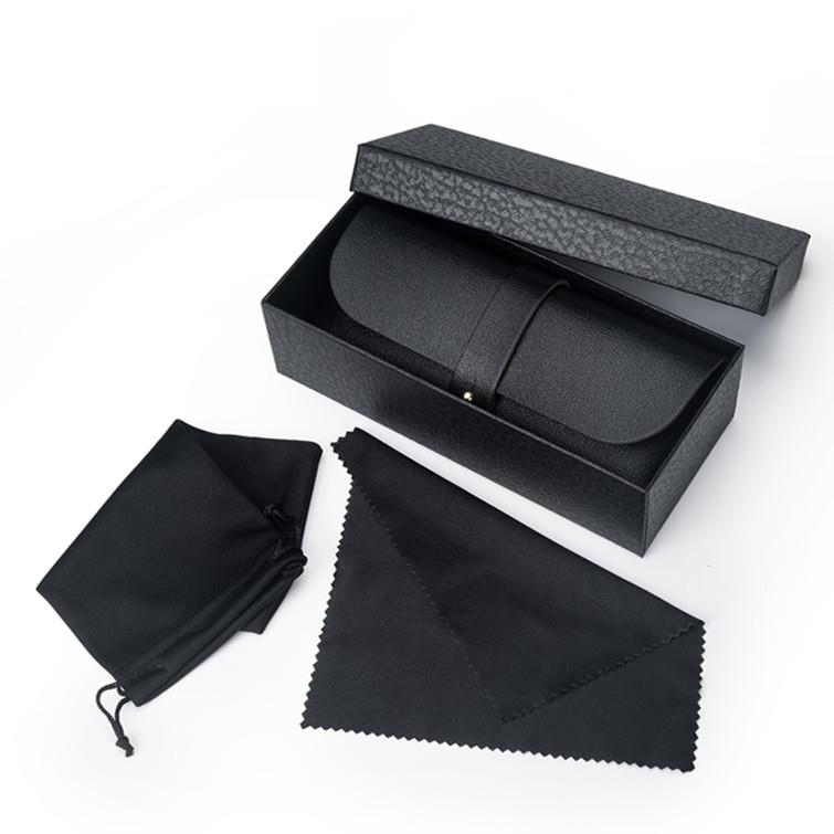 光板整套眼镜盒钉扣款黑色皮质眼镜盒白色太阳镜盒男女墨镜盒收纳