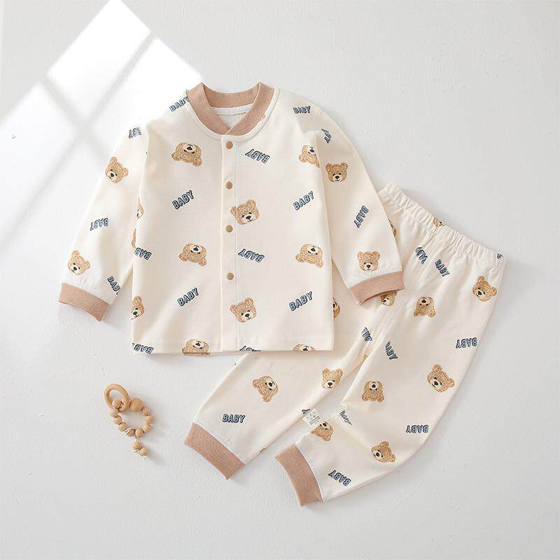 婴幼儿纯棉无骨立领套装男女宝宝外出服家居服四季款分体秋衣秋裤