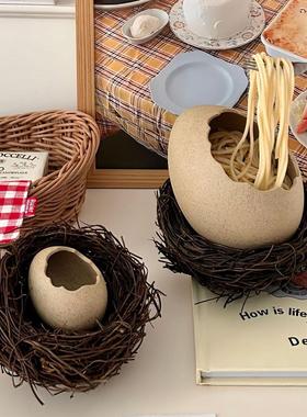 小红书同款蛋壳造型餐具创意鸟巢鸟窝甜品碗冷饮烧烤餐厅泡面碗盘