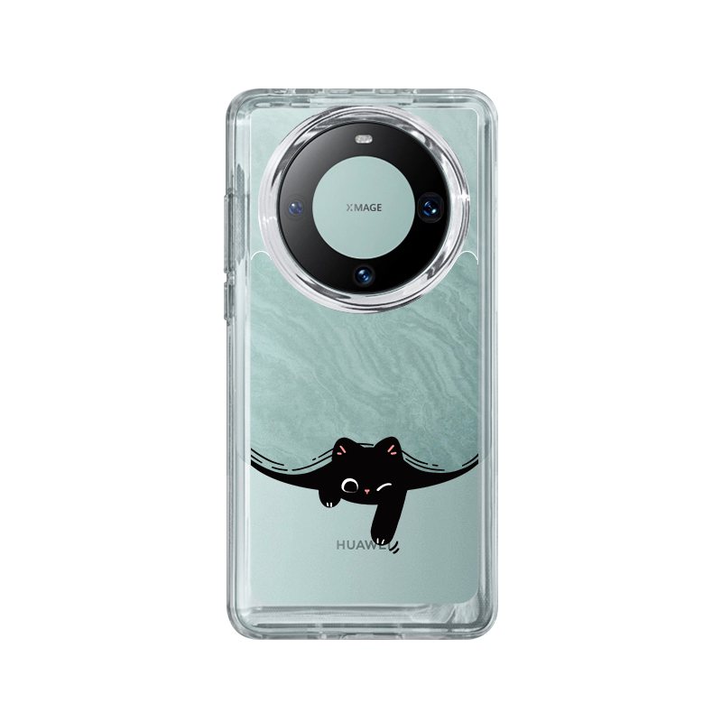 适用mate60透明手机壳可爱黑猫