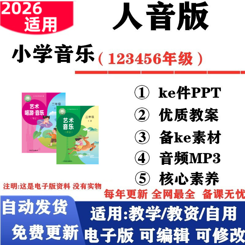 2026新改版 人音版小学音乐新课标一年级二三四五六年级上册下册课件PPT核心素养教案教学计划伴奏音频MP3电子版图片
