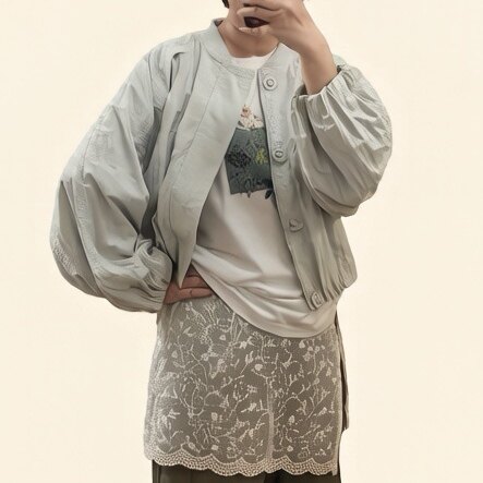 LM家高品  春季新品时尚廓形设计款韩系灯笼袖短款棒球服外套