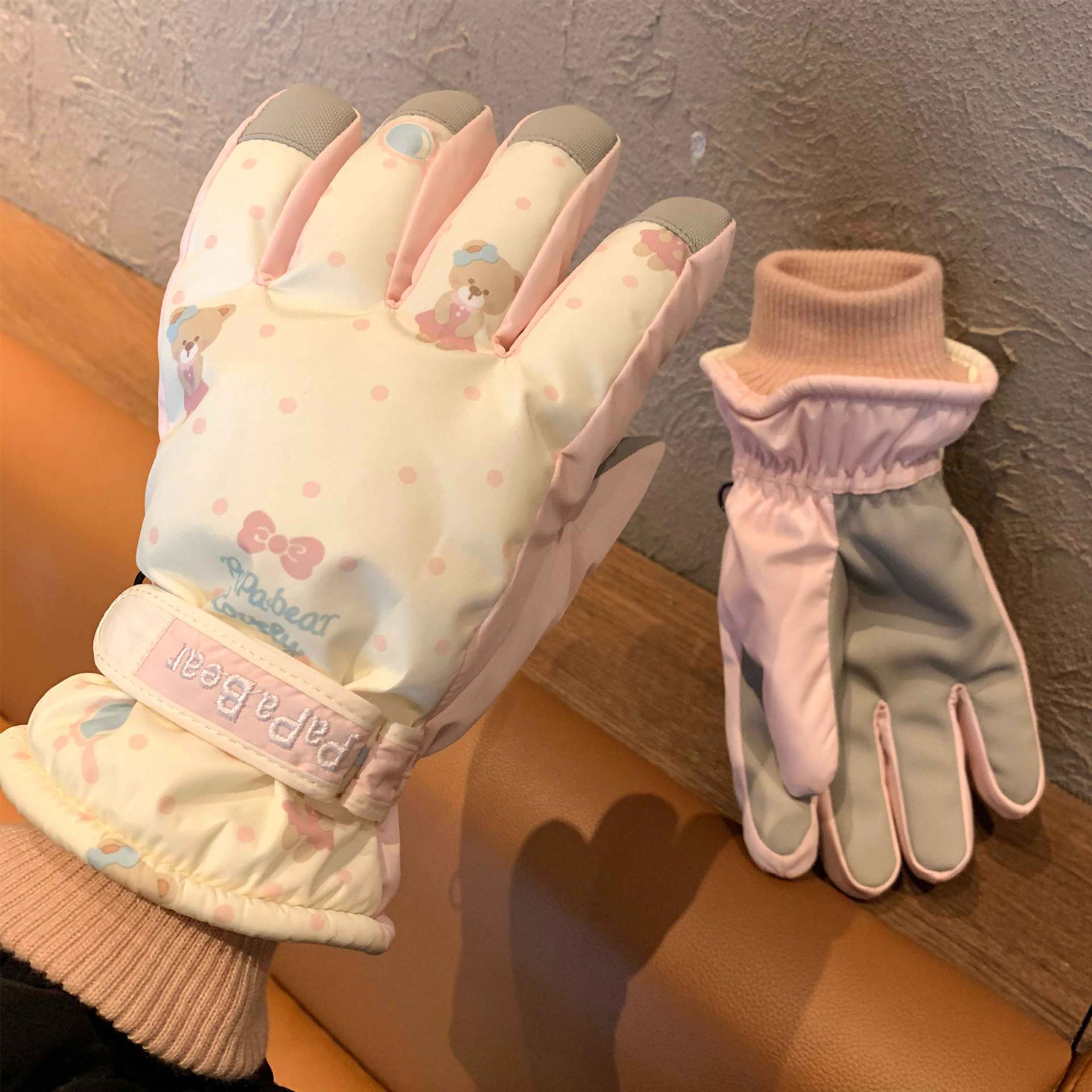 滑雪手套女冬原创设计加厚棉加绒