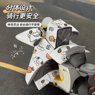 电动车亲子挡风被冬分体加厚新款带小孩小型电瓶摩托车挡风罩防雨