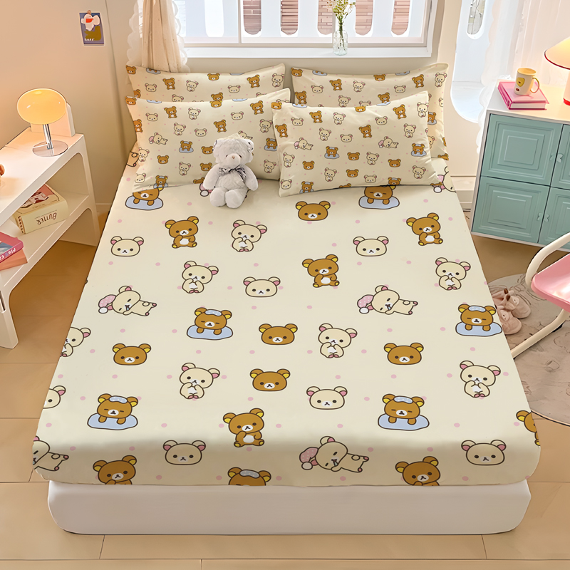 可爱轻松熊印花床笠柔软亲肤