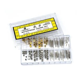 盒装 修表零件铜质金银把头 滴胶把头 表杆 4015 表冠 手表配件