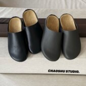 慵懒随意男P110 一脚蹬半拖包头勃肯鞋 皮面勃肯拖鞋