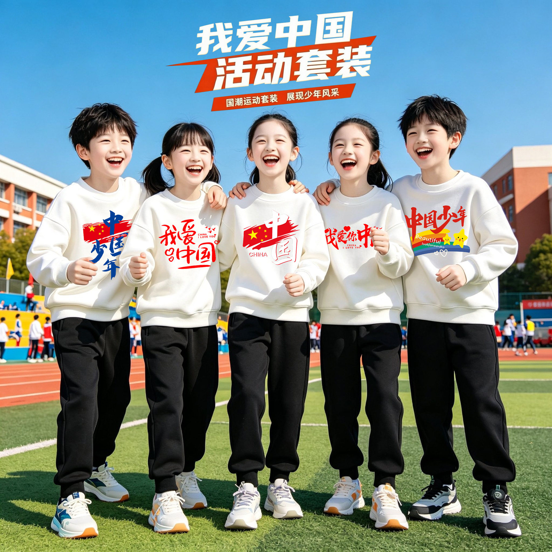秋冬加绒儿童卫衣运动套装