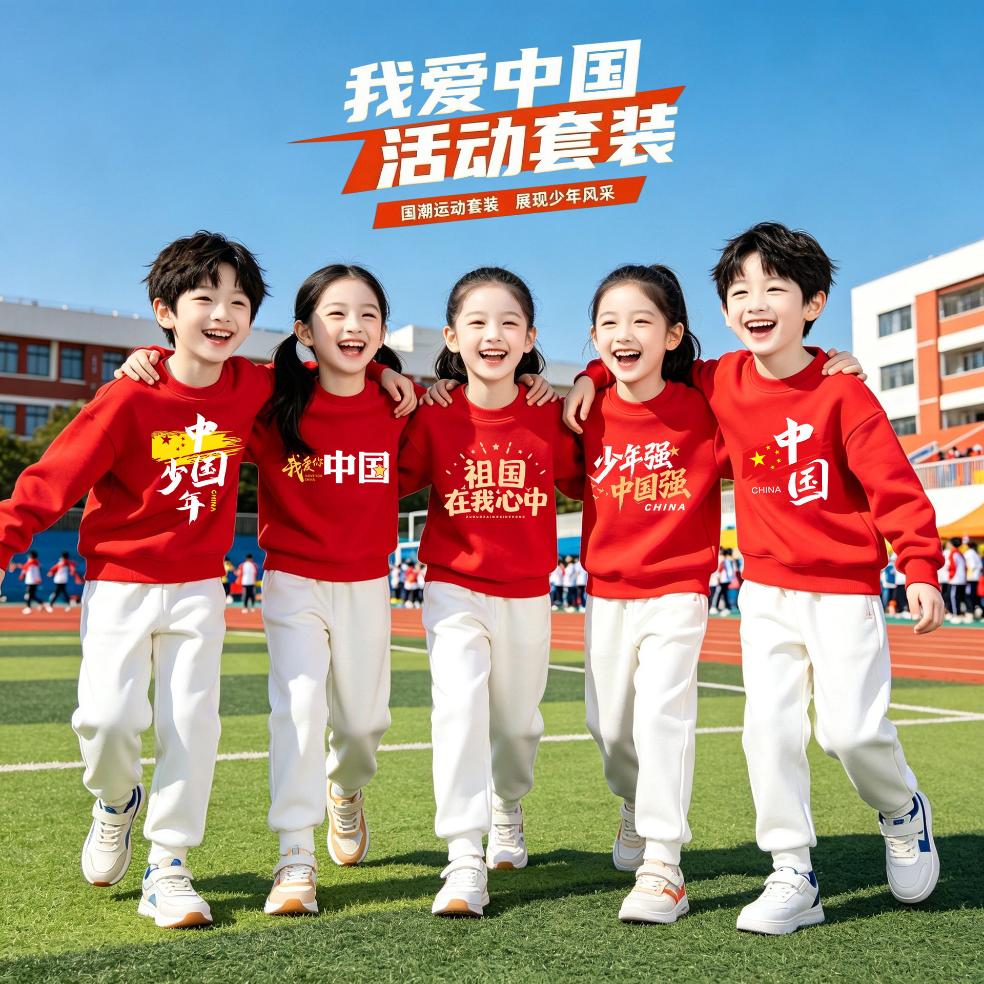 学校活动我爱中国儿童运动套装