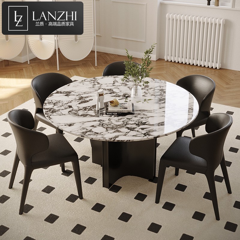 餐桌椅组合大理石高档现代简约大小户型意式轻奢宝格丽圆饭桌子