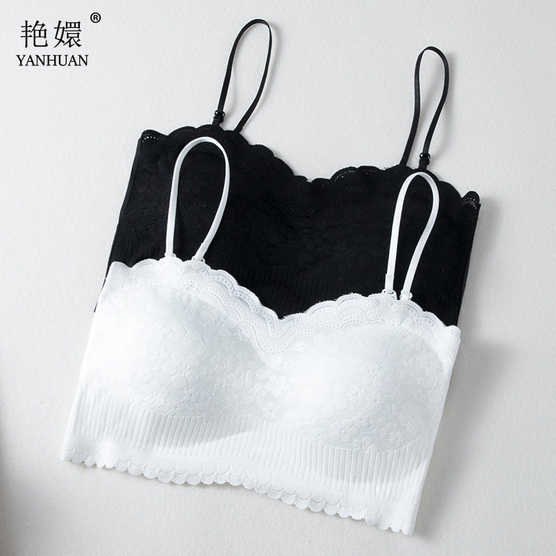 蕾丝抹胸内衣女小胸加厚防走光吊带打底白色背心内搭裹胸上衣吊带