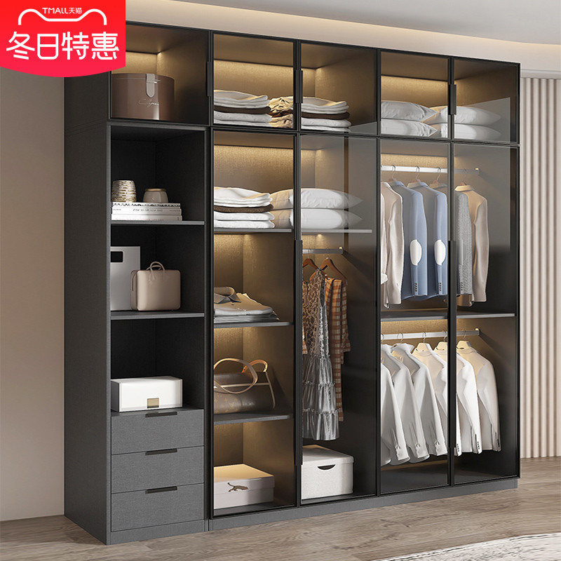 【香港包邮】衣柜家用卧室实木小户型现代简约包安装轻奢储物两门