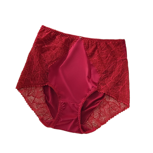 红色内裤女2026新款秋冬季性感女士本命年马年高腰绸缎蕾丝三角裤