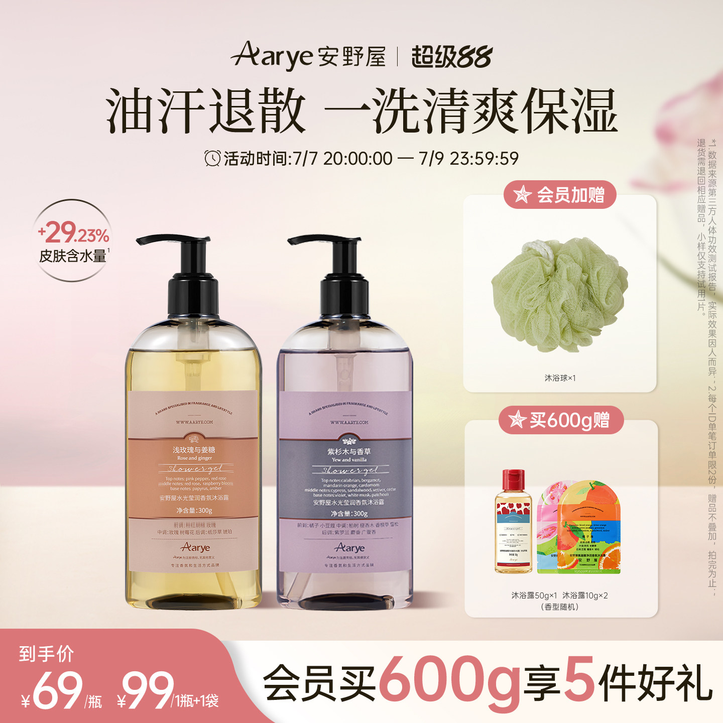 【浅玫瑰与姜糖】aarye安野屋水光沐浴露烟酰胺焕亮控油保湿香氛