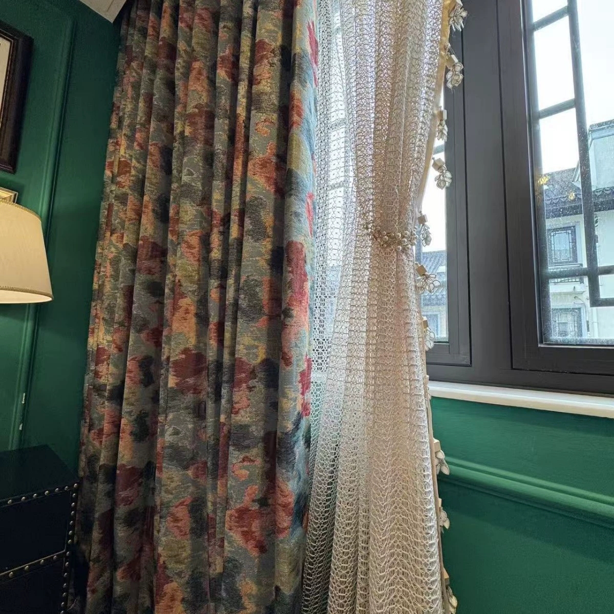 2025年新款窗帘遮光高精密提花高档别墅客厅卧室美式遮光轻奢粉色