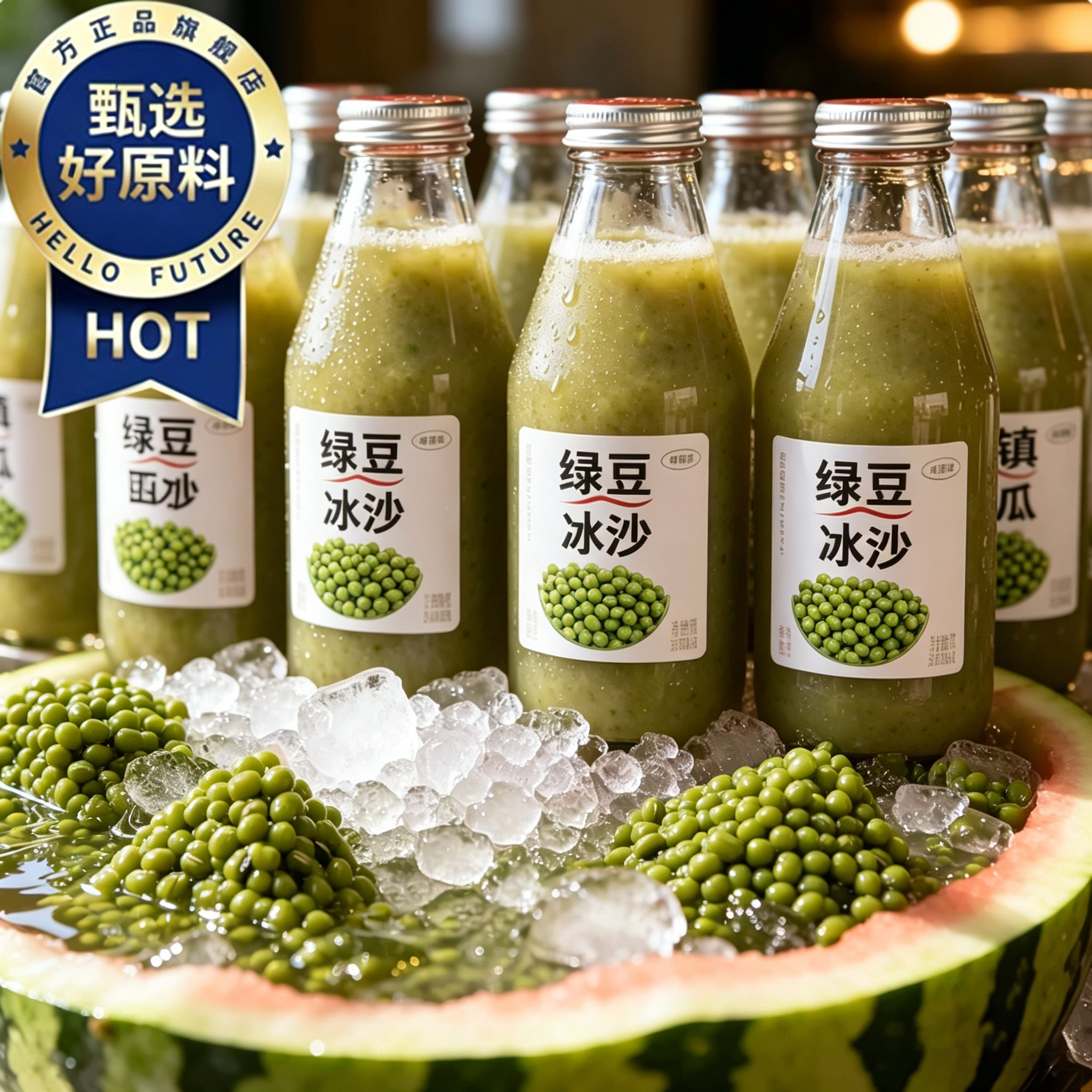 绿豆冰沙汤夏天清凉解渴解暑低脂低糖无添加绿豆沙官方旗舰店饮料