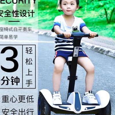 平衡车成人儿童6-12新款10吋双轮通智能体感带扶杆腿控电动平行车