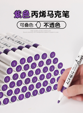 紫色丙烯马克笔小学生美术专用幼儿园水彩笔画画笔可叠色不透色无毒可水洗涂色鸦笔单支自选红色黄色蓝色黑色