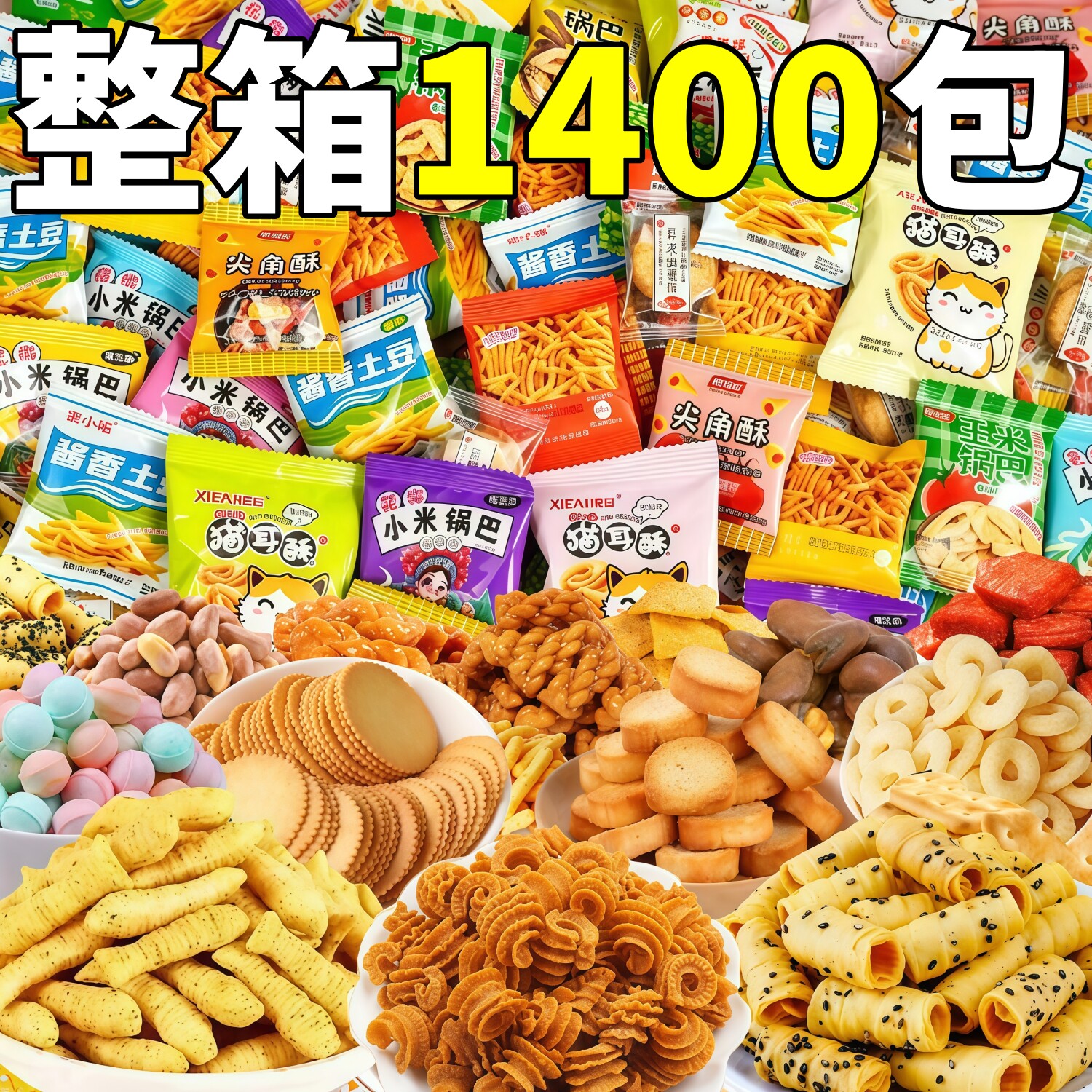 等位零食商用整箱批独立包装糕点薄脆饼干前台招待膨化食品锅巴发