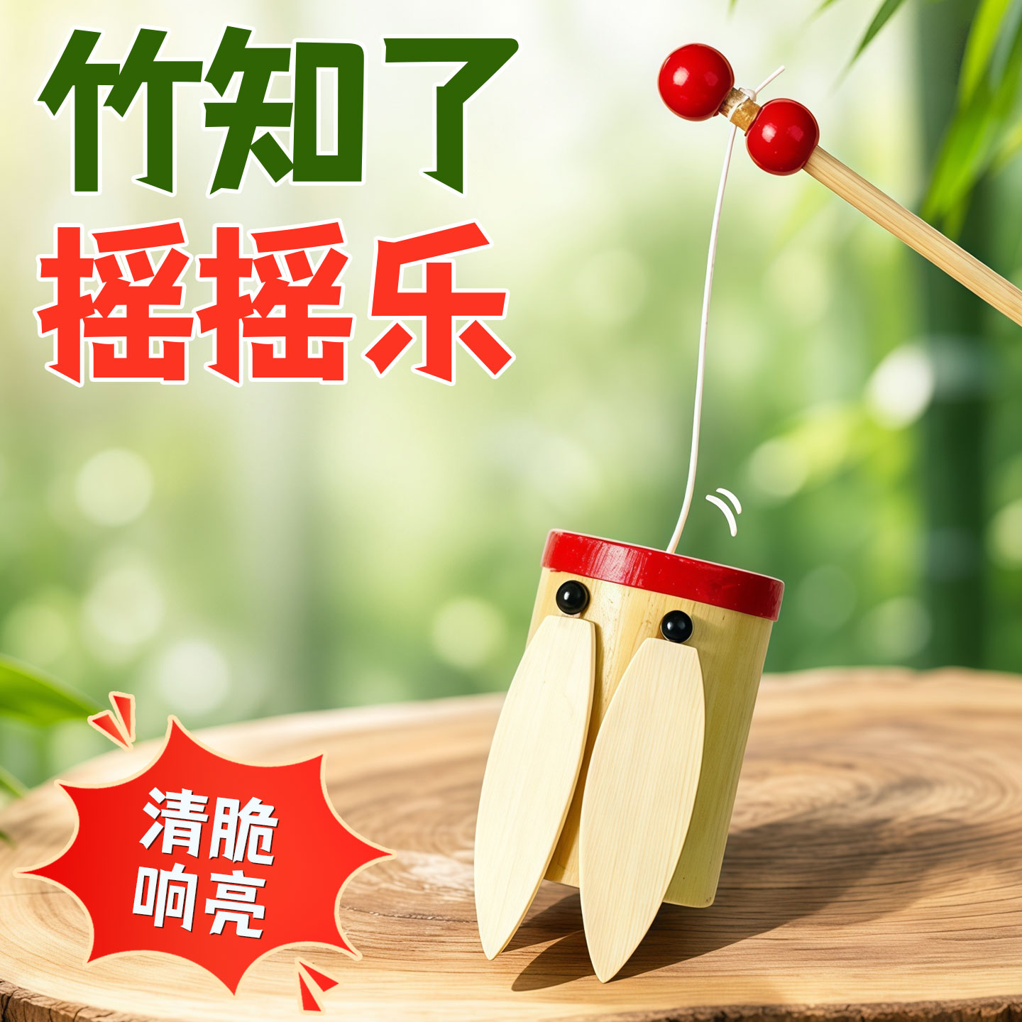 竹知了旋转发声竹蝉天然竹子摇摇