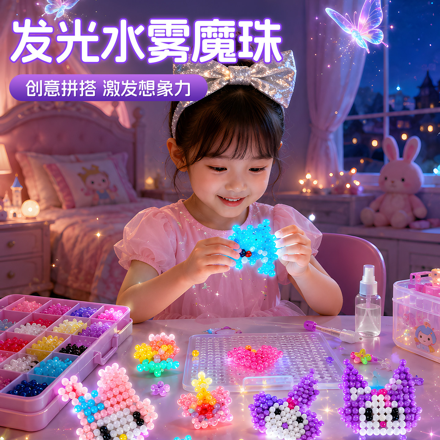 夜光水雾魔珠拼豆豆玩具图片