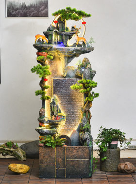 风水轮假山流水喷泉阳台客厅落地摆件生财玄关电视柜旁边装饰