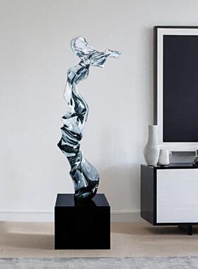 现代透明树脂雕塑摆件酒店大堂玄关样板房客厅抽象软装工艺术饰品