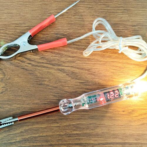 LED数显四合一试电笔12v24v汽车维修检测笔数显电笔探针款