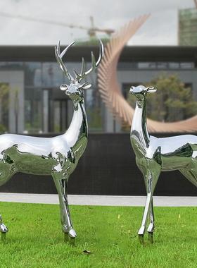 304不锈钢鹿雕塑 户外园林购物广场售楼部酒店水景抽象鹿装饰摆件
