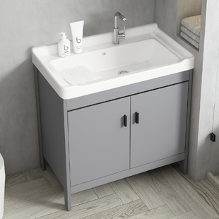 阳台洗衣池太空铝洗搓板室外带盆洗衣盆一体衣柜洗手落地陶瓷柜台