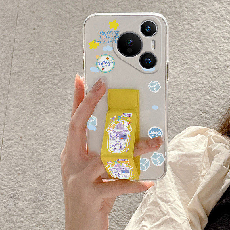 适用于华为pura80Pro手机壳Pura70Pro+透明女款P60Pro奶茶兔子P60防摔P80横竖支撑架50/40磁吸支架折叠腕带套