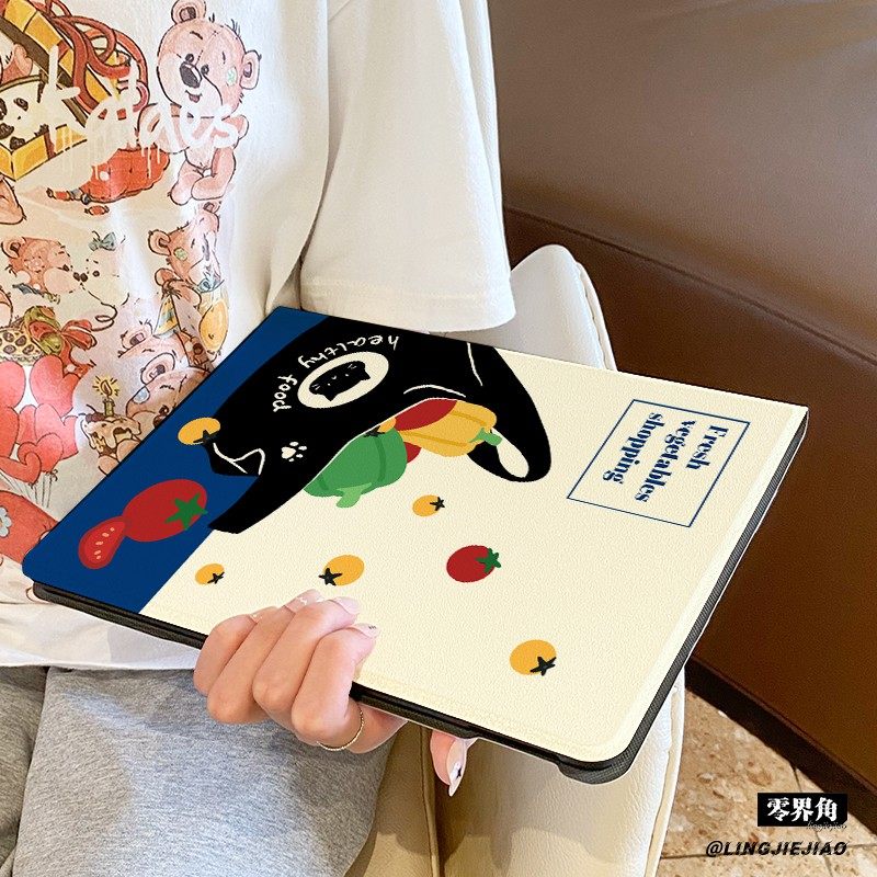 适用于ipadPro保护套air7/6书本式苹果iPad10笔槽8七平板壳11代2025新款10.9蔬菜袋子mini7壳2022硅胶第九八