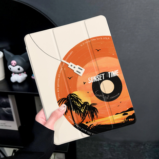 椰树唱片适用于ipad9保护套air5新款2022平板ipadpro11寸笔槽air4苹果2019第九8代透明2020mini5十代7air3壳6