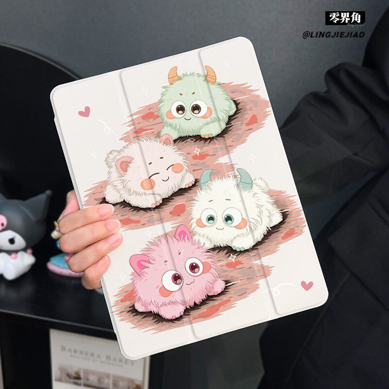 可爱毛怪适用于ipad10保护套air7/6/5平板壳2025苹果11代第九13寸10代mini7三折硅胶ipadpro11/12.9寸带笔槽5