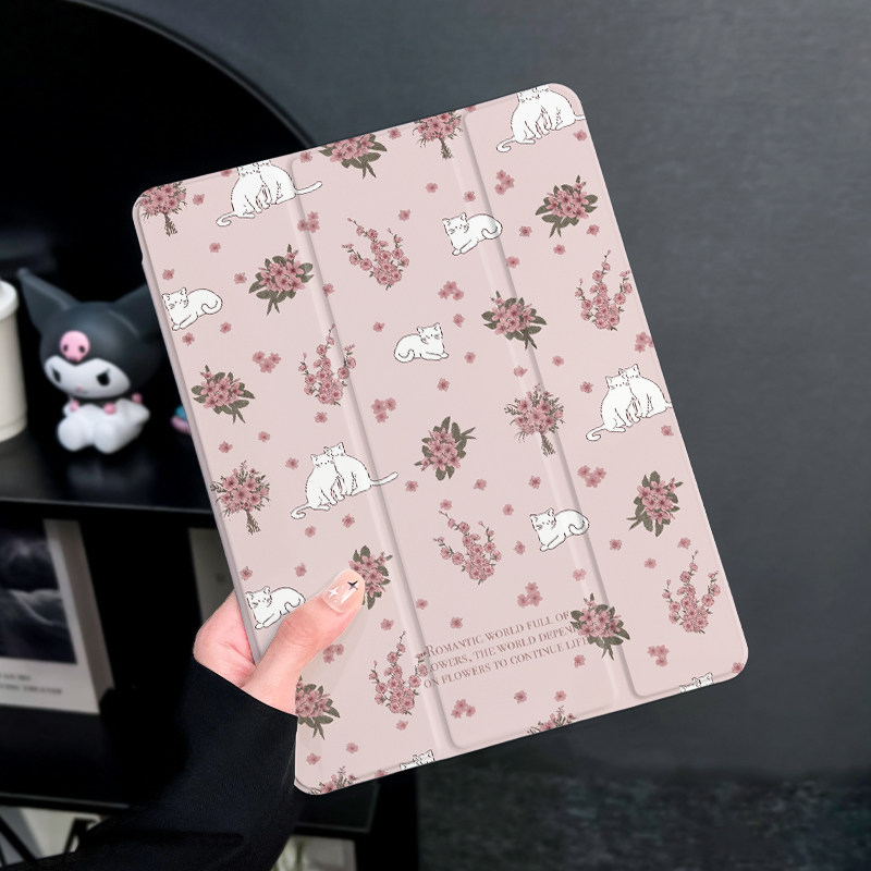 文静白猫适用于华为平板matepad11保护套2025新款matepadpro保护壳10.8寸带笔槽荣耀平板7硅胶10.1全包三折软