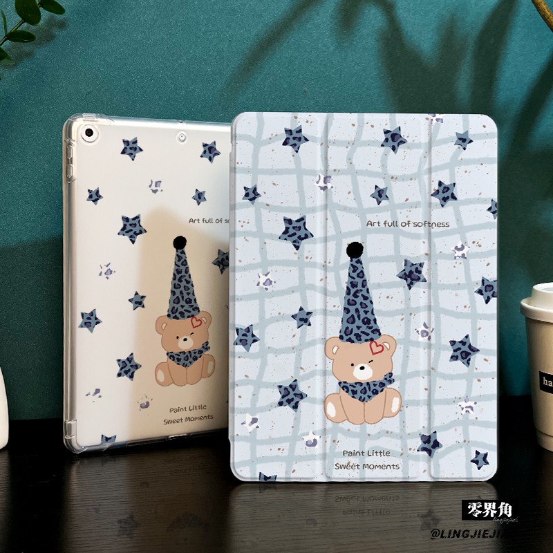 小熊豹纹适用于ipadmini7保护壳ipad10/9平板壳11代2025苹果air8/6/5九代带笔槽13寸硅胶pro11全包mini7迷你6