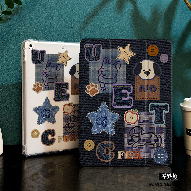 拼贴小狗适用于ipadmini7保护壳ipad10/9平板壳11代2025苹果air8/6/5九代带笔槽13寸硅胶pro11全包mini7迷你6