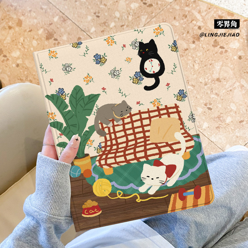 黑猫时钟matepad115s书本式2024新款pro适用于华为平板保护套m6全包10.8寸硅胶se防摔壳air带笔槽11荣耀v8pro