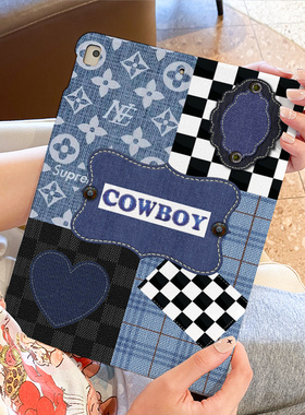 适用于ipad9保护套air5书本式苹果ipad10笔槽8平板2022复古10.9花纹牛仔mini4壳Pro2021硅胶第九代新款6八5软