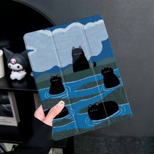 呆滞黑猫适用于华为matepad10.4保护套带笔槽2025新款matepadpro10.8保护壳硅胶11寸全包软边荣耀平板7三折式