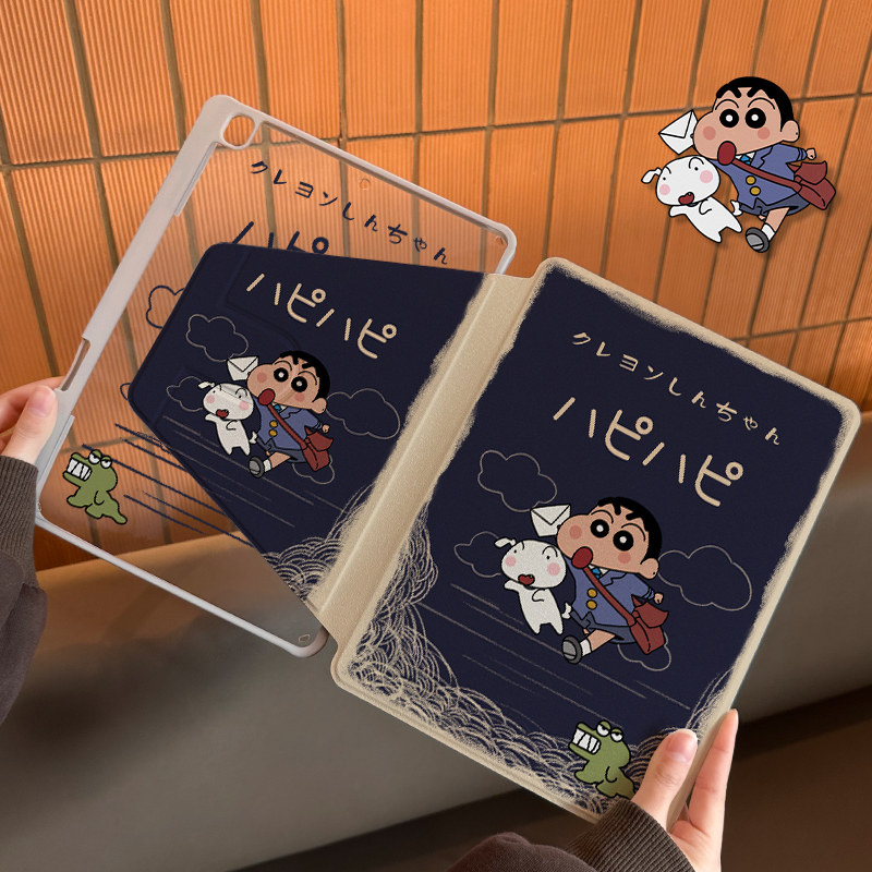 【360°旋转】防弯亚克力适用于ipad保护套air5/4/3书本式10.9英寸笔槽mini6防摔平板ipad9蜡笔小新20/19硬壳