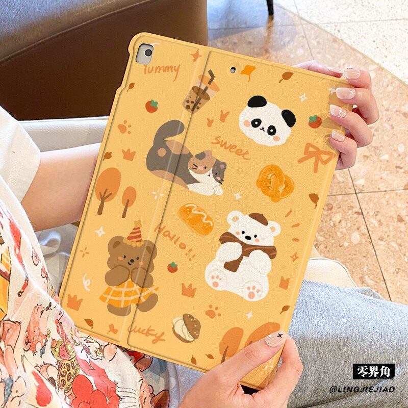 适用于ipad11保护壳2025新款air7平板壳ipad9/10书本mini76全包8防摔10.9小熊面包pro11苹果迷你AIR7九代2018