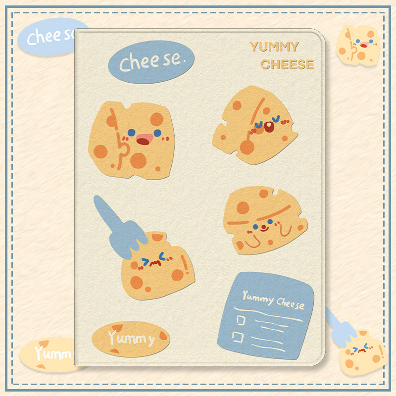 适用于ipadpro保护套ipad9新款2021第九代平板壳mini6带笔槽美味奶酪ipadair5书本式可爱10.2英寸个性11卡通