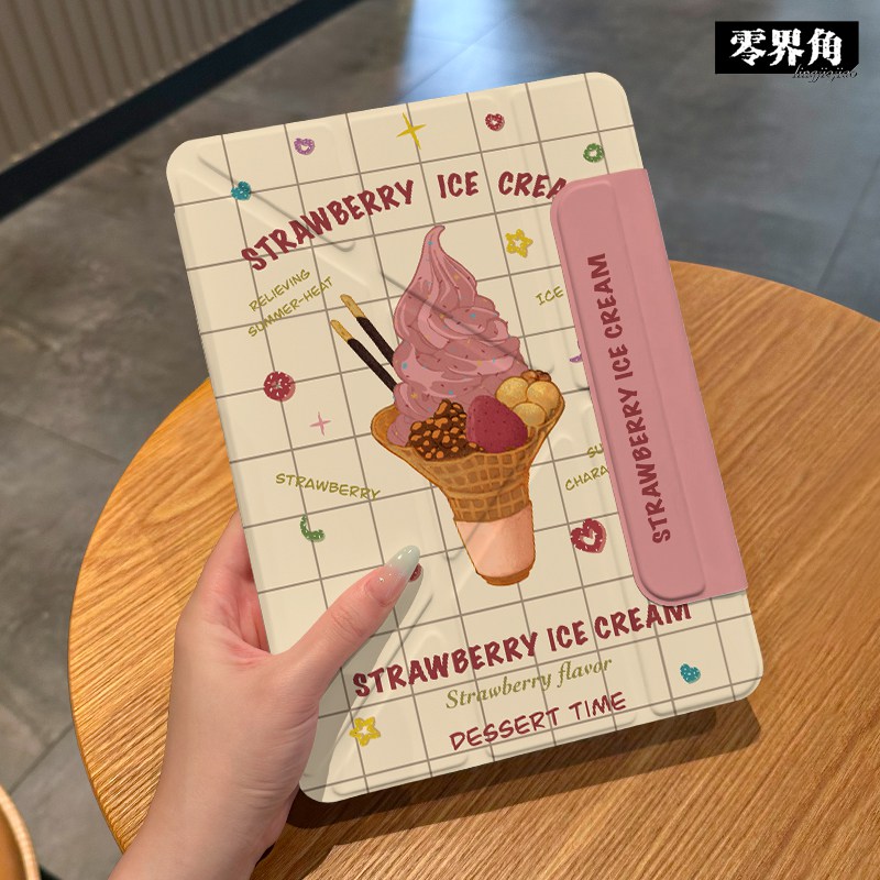 【3+Y折x磁吸分离】美味淇淋适用于ipadair6平板保护套2025新款10.9寸苹果18版10.2双面夹pro11搭扣13横竖5壳