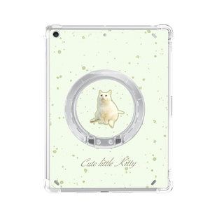 适用于ipadair5保护套端坐猫咪2022新款苹果air5/4/3带支架pro11旋转10亚克力平板mini6/5高透单面第9代10.2