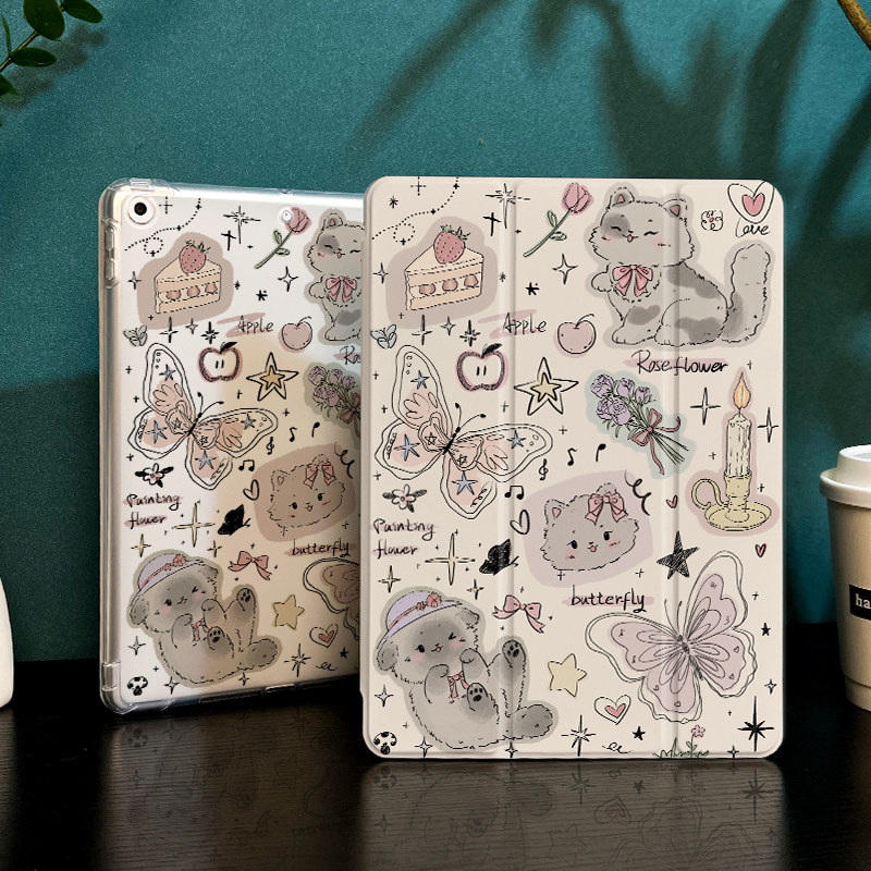 蝴蝶小猫适用于华为matepadpro11保护套matepad10.4保护壳2025三折式简约带笔槽荣耀平板7全包10.8寸硅胶防摔