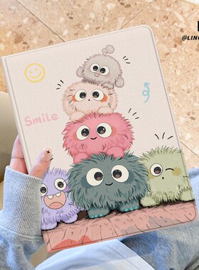 适用于联想小新pad保护套叠叠毛怪2025新款padplus平板电脑带笔槽11寸书本式10.6寸蚕丝纹散热PAD全包边防摔