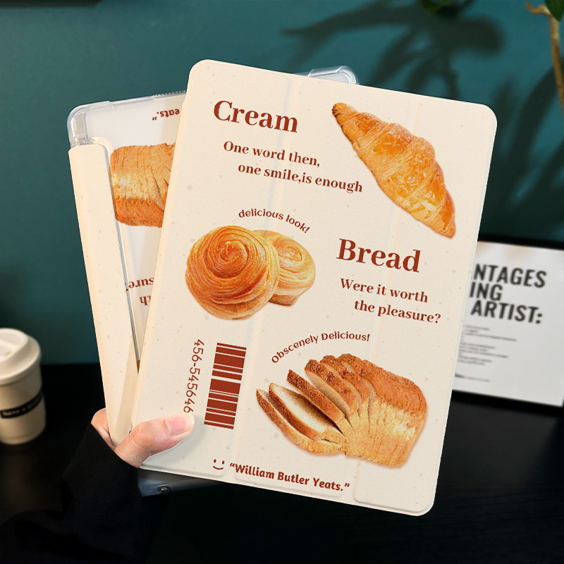 网红面包适用于ipadpro2025保护套ipadair6平板壳2025苹果第六代新款笔槽硅胶Pro11全包13英寸防摔PRO三折女