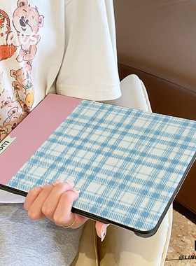 适用于华为平板matepad保护壳2024款蓝色网格11.5s全包10.4寸air防摔se套Pro11硅胶13.2书本式m6荣耀v87pro女