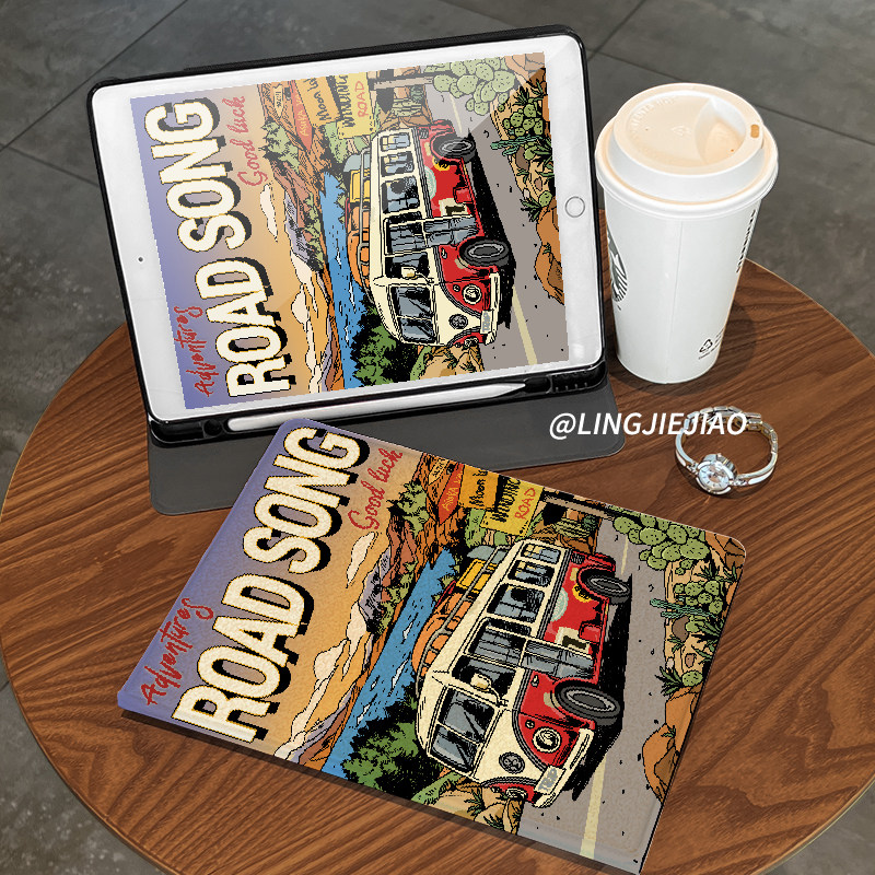 复古巴士matepad115s书本式2024新款pro适用于华为平板保护套m6全包10.8寸硅胶se防摔壳air带笔槽11荣耀v8pro